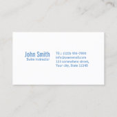 Swim Instructor Blue Water Typografie Visitekaartje (Achterkant)