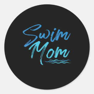 Swim Mam zwemmen Funny Cute Gift Ronde Sticker