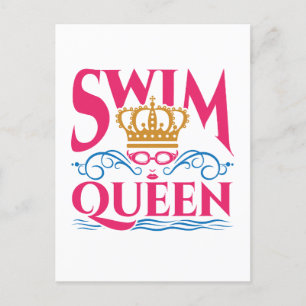 Swim Queen Swimming Swimmer Women Girls Briefkaart