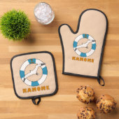 Swim Ring Light Blue Ovenwant & Pannenlap Set (Top down)