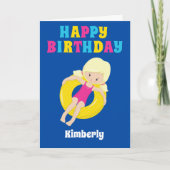 Swim Team Blonde Girl Cute Custom Happy Birthday Kaart (Voorkant)
