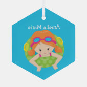 Swim Team Redhead Girl Cute Personalized Swimmer Glas Ornament (Achterkant)