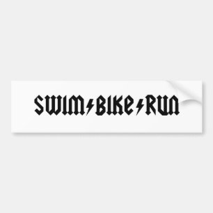 swimbikerun acdc - letters bumpersticker