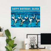 Swimmer Birthday Swimming Party Poster (Thuiskantoor)