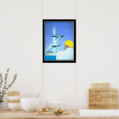 Swimmer Diver Vintage poster (Keuken)