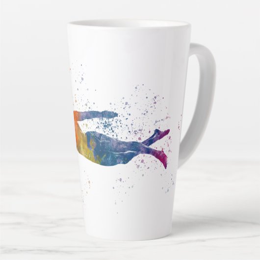 swimmer in watercolor latte mok (Rechterhoek)