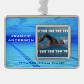 Swimmer Keepomwille Verzilverd Kader Ornament (Voorkant)