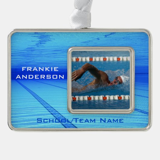 Swimmer Keepomwille Verzilverd Kader Ornament (Voorkant)