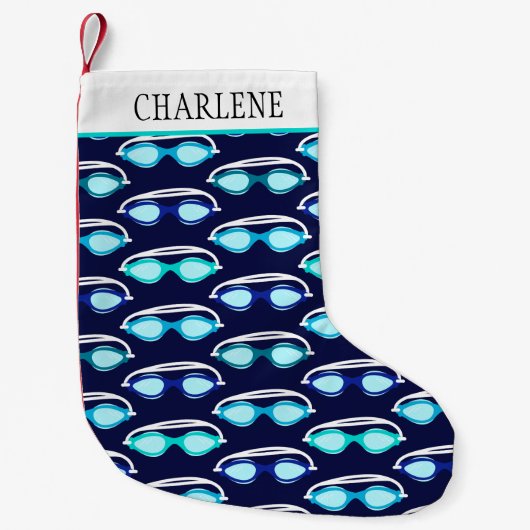 Swimmer Swimming Goggles Patterned Kleine Kerstsok (Voorkant)