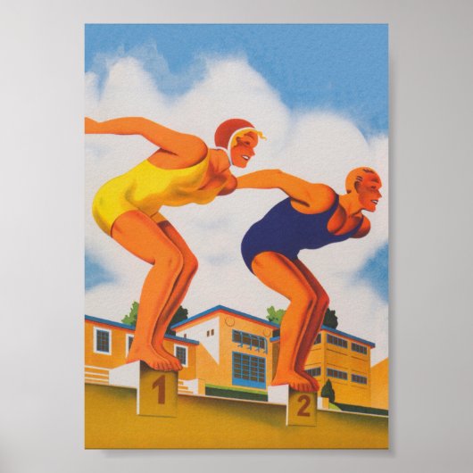 Swimmers Vintage Travel Poster (Devant)