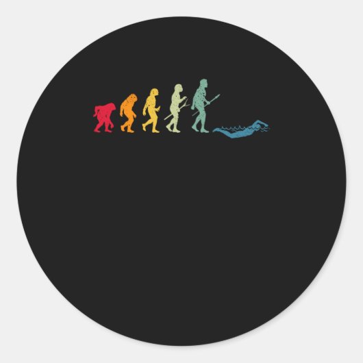Swimming Evolution of Man Funny Swim Ronde Sticker (Voorkant)