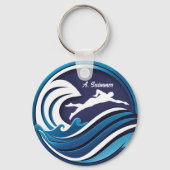 Swimming logo #2 Personalize with name Sleutelhanger (Achterkant)