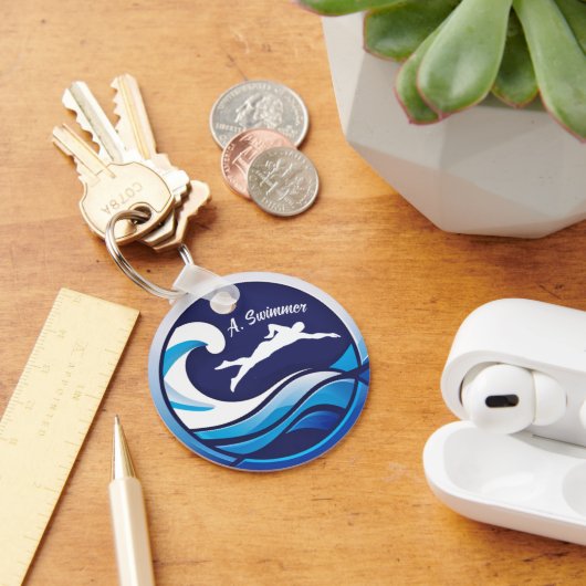 Swimming logo Personalize with name Sleutelhanger (Bureau)