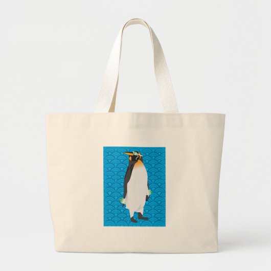 Swimming Penguin Bag Grote Tote Bag (Voorkant)