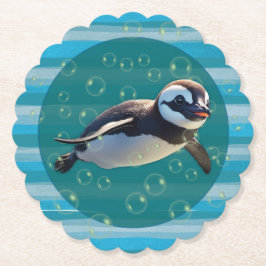 Swimming Penguin Paper Coasters Kartonnen Onderzetters
