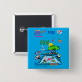 Swimming Pool Fun Vierkante Button 5,1 Cm (Voorkant /achterkant)