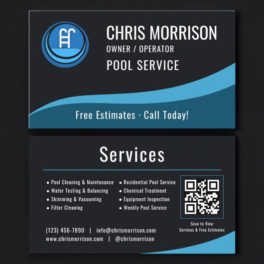 Swimming Pool Service QR Code Visitekaartje