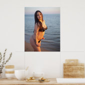 Swimsuit Model Wearing Black Bikini Poster (Keuken)