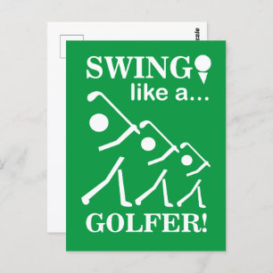 Swing als een golfer golf briefkaart