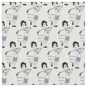 Swing als een meisje Golfer Fun Golf Quote Cartoon Stof