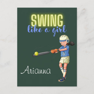 Swing Als Een Meisje Softbal Briefkaart