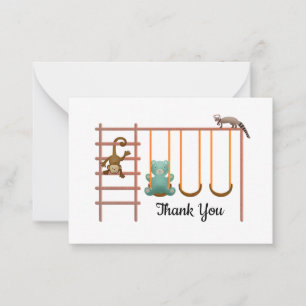 Swing Beer Monkey Raccoon Bedankt Card Notitiekaartje