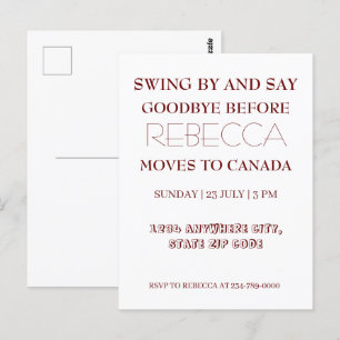 Swing By en zeg vaarwel weggaan Afscheidsfeest Briefkaart