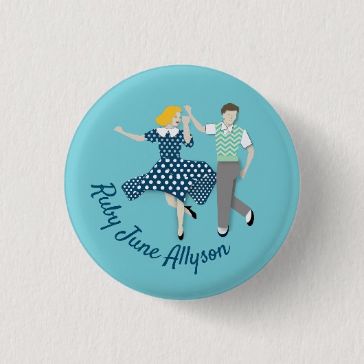 Swing Dance Couple Ronde Button 3,2 Cm (Voorkant)