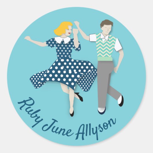 Swing Dance Couple Ronde Sticker (Voorkant)