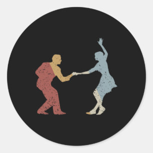 Swing Dance Retro Stijl Ronde Sticker