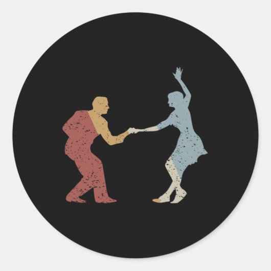 Swing Dance Retro Stijl  Ronde Sticker (Voorkant)