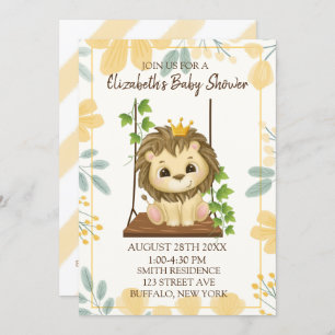 Swing Flora Prince Lion Boy Baby shower Kaart
