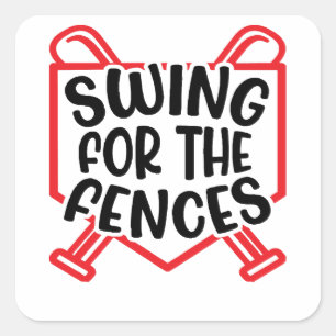 Swing for the Fences Baseball Girls Boys Vierkante Sticker