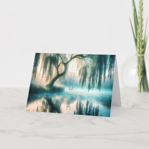 Swing Hanging Van Een Boom Denkend Aan Jou Kaart