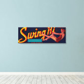Swing Hi Peach LabelFresno, CA Canvas Afdruk (Insitu (Houten vloer))