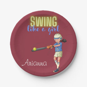 Swing like a Girl Softball Papieren Bordje