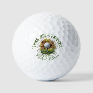 'Swing met Vertrouwen' Golfbal & Tee Spat Kunst Golfballen
