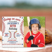 Swing On Over – Baseball Birthday Boy with Photo Kaart