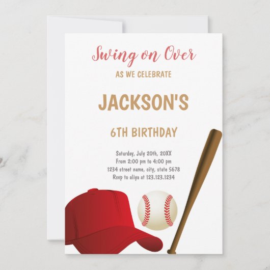 Swing On Over Baseball Invitation Anniversaire (Devant)