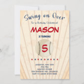 Swing op over honkbal verjaardag uitnodiging (Voorkant)