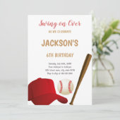 Swing op over honkbal verjaardag uitnodiging (Staand voorkant)