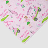 Swing Pink Golfer Breast Cancer Bewustheid Tissuepapier (Detail)