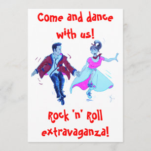 swing rock and roll dance-uitnodiging kaart