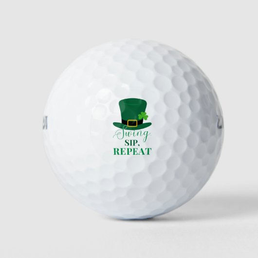 'Swing, Sip, Repeat' St. Patrick's Day Fun Playful Golfballen (Voorkant)