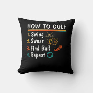 Swing Swear Vind Ball Herhaal Golf Gezegde Golfen  Kussen