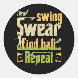 Swing Swear Zoek bal Herhaal golfkar Golfer Golf Ronde Sticker