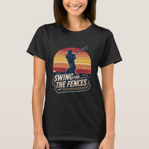 Swing voor de Fences Retro Baseball Player Design T-shirt