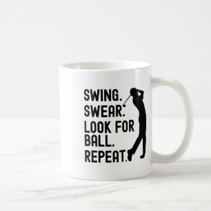 Swing Zweren Opzoek naar Bal Herhaal Grappig Golf Koffiemok
