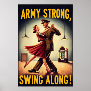 swingdansgroet voor militaire dienst poster