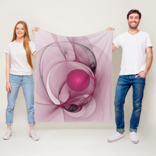 Swingende Fractal, Moderne Abstracte Bes Pink Kuns Fleece Deken